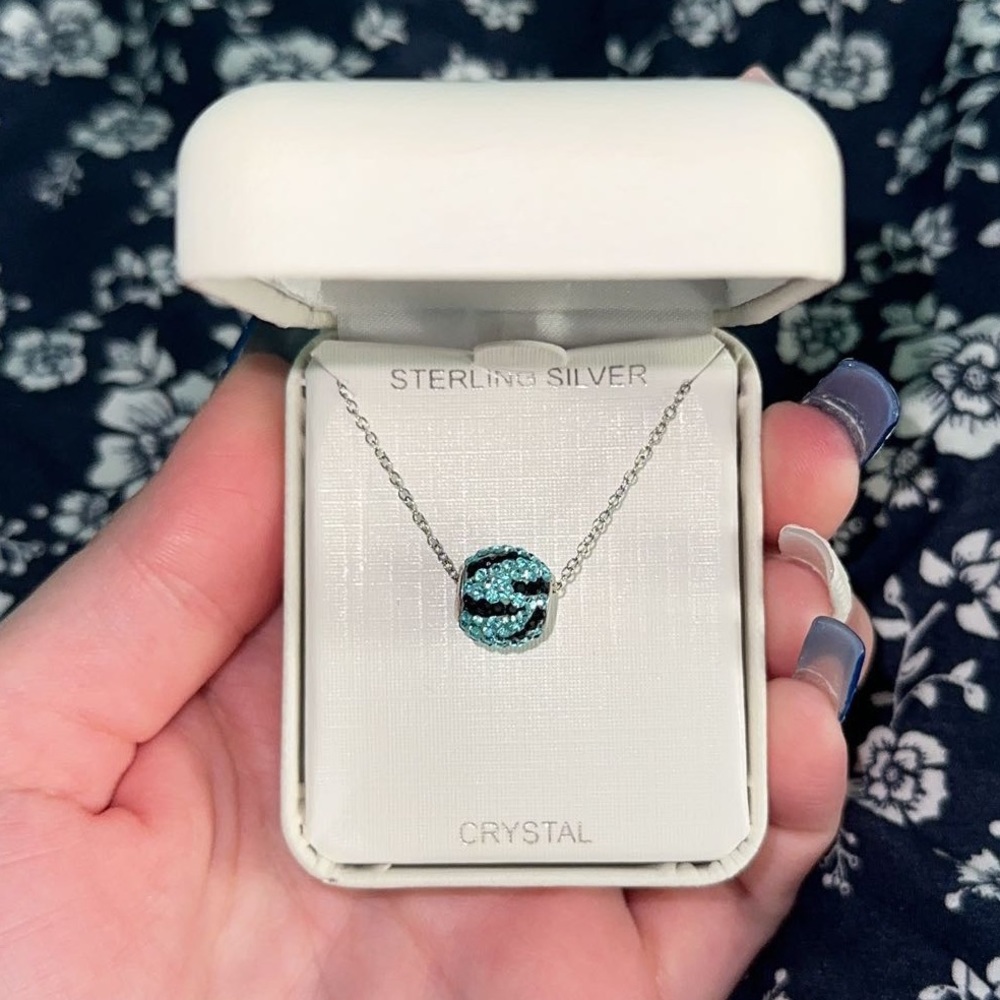 Sterling Silver Crystal Blue Zebra Necklace